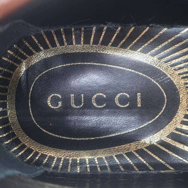 Gucci Cara Logo Loafers Brown Leather Size 39