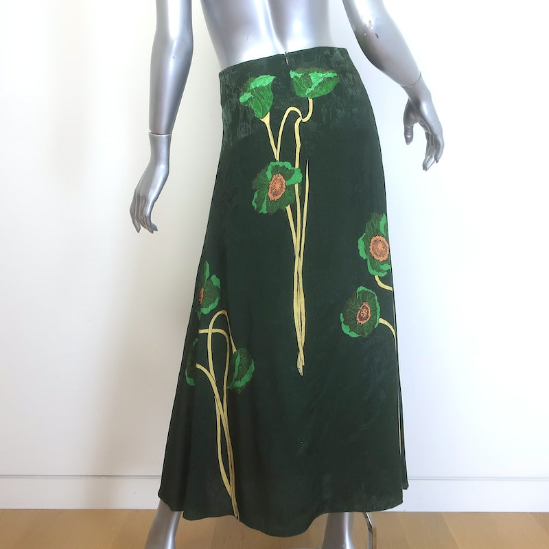 Johanna Ortiz Floral Jacquard Reversible Crop Top &amp; Midi Skirt Set Green Size 2