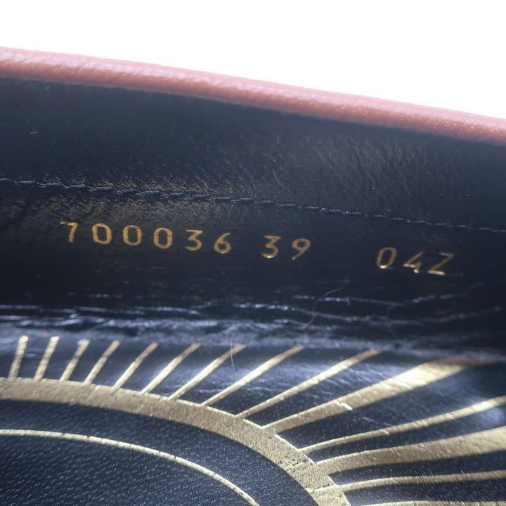 Gucci Cara Logo Loafers Brown Leather Size 39