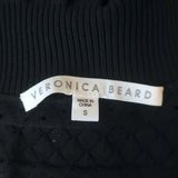 Veronica Beard Half-Zip Sweater Silvi Black Pointelle Knit Size Small