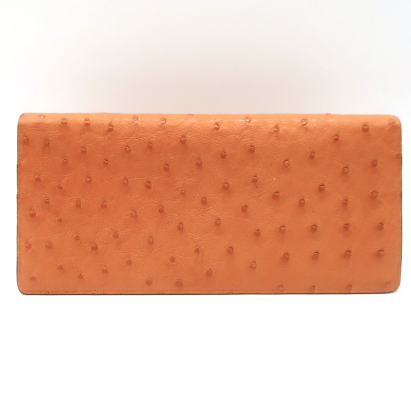 Il Bussetto Ostrich Long Bi-Fold Wallet Orange