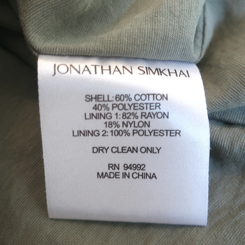 Jonathan Simkhai Cleo Mini Shirt Dress Eucalyptus Poplin Size Medium