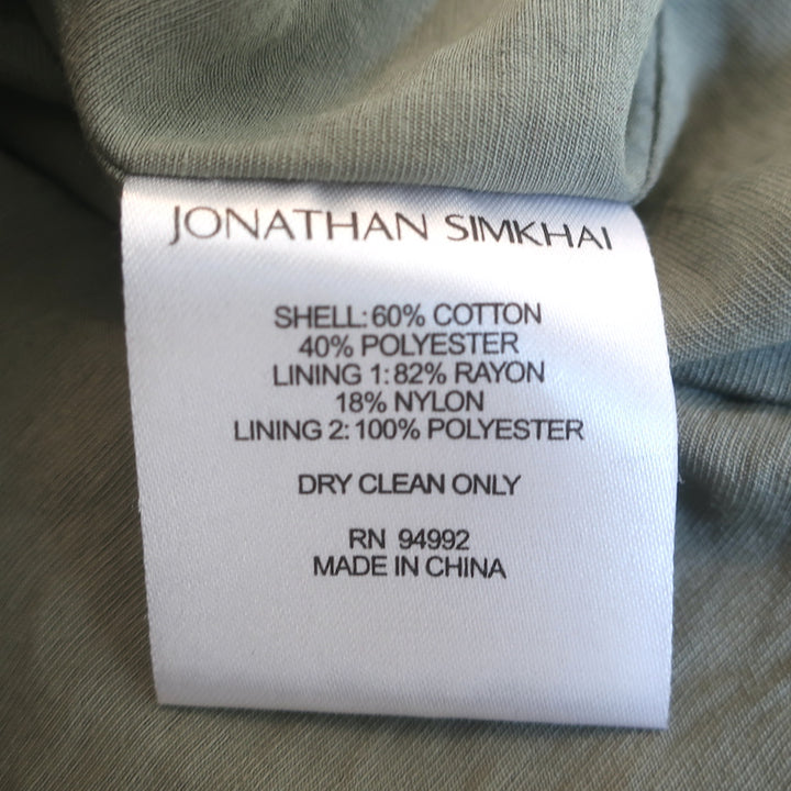 Jonathan Simkhai Cleo Mini Shirt Dress Eucalyptus Poplin Size Medium