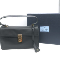 Prada Soft Sound Shoulder Bag Black Leather Medium Crossbody NEW