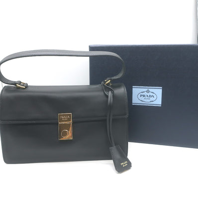 Prada Soft Sound Shoulder Bag Black Leather Medium Crossbody NEW