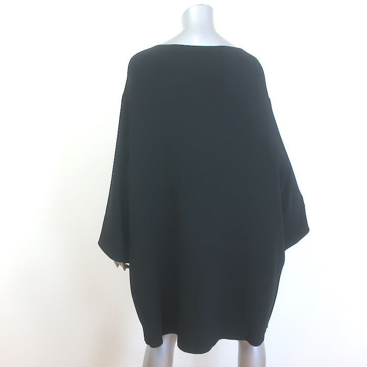 The Row Long Sleeve Shift Dress Black Stretch Crepe Size Extra Small/Small