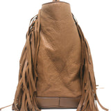 Prada Cervo Fringe Tote Brown Leather Large Bag