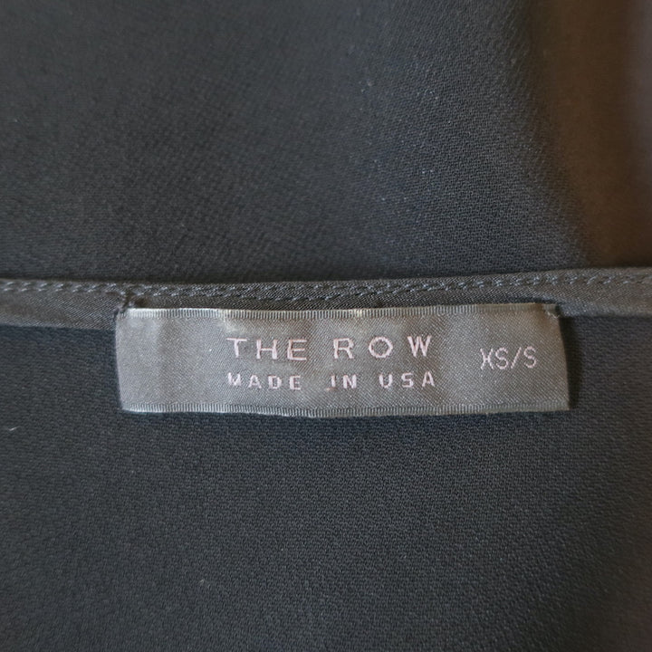 The Row Long Sleeve Shift Dress Black Stretch Crepe Size Extra Small/Small