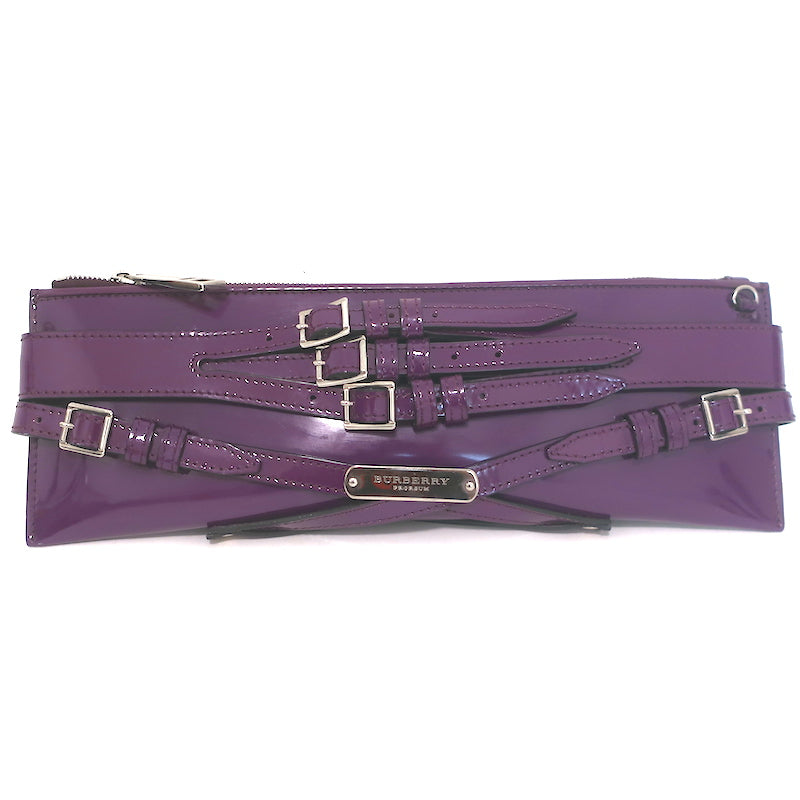 Burberry Prorsum Parmoor Bridle Long Clutch Purple Patent Leather Shoulder Bag