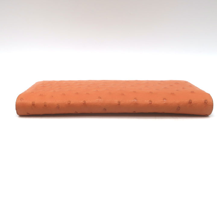 Il Bussetto Ostrich Long Bi-Fold Wallet Orange