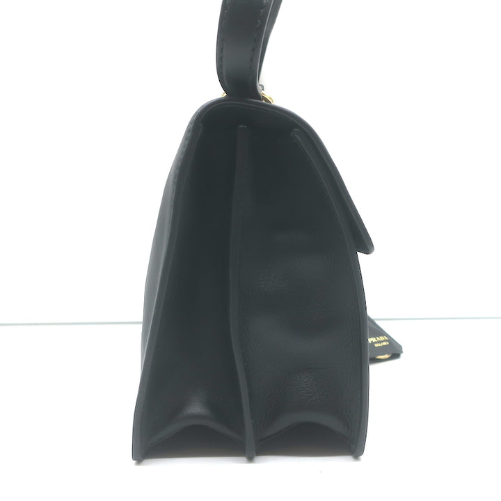 Prada Soft Sound Shoulder Bag Black Leather Medium Crossbody NEW