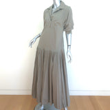 Jonathan Simkhai Arlo Pleated Maxi Dress Eucalyptus Poplin Size Small