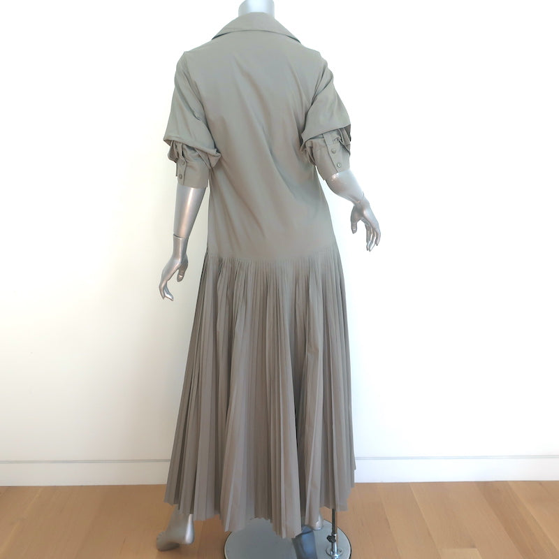 Jonathan Simkhai Arlo Pleated Maxi Dress Eucalyptus Poplin Size Small