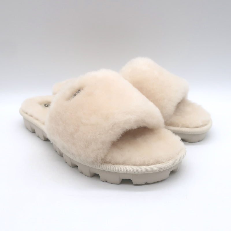 UGG Cozette Shearling Slide Sandals Cream Size 6 NEW