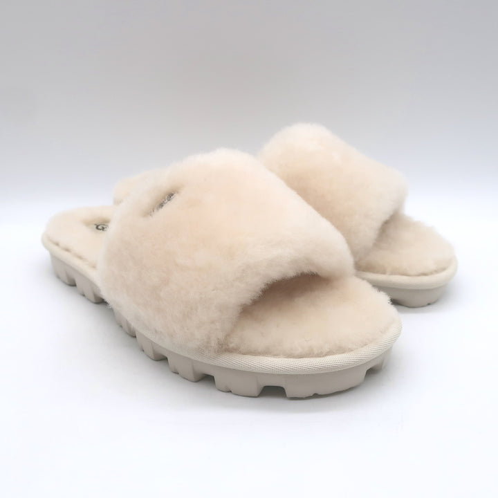 UGG Cozette Shearling Slide Sandals Cream Size 6 NEW