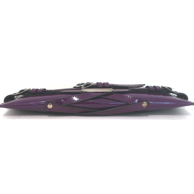 Burberry Prorsum Parmoor Bridle Long Clutch Purple Patent Leather Shoulder Bag