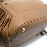 Prada Cervo Fringe Tote Brown Leather Large Bag