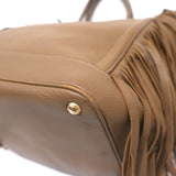 Prada Cervo Fringe Tote Brown Leather Large Bag