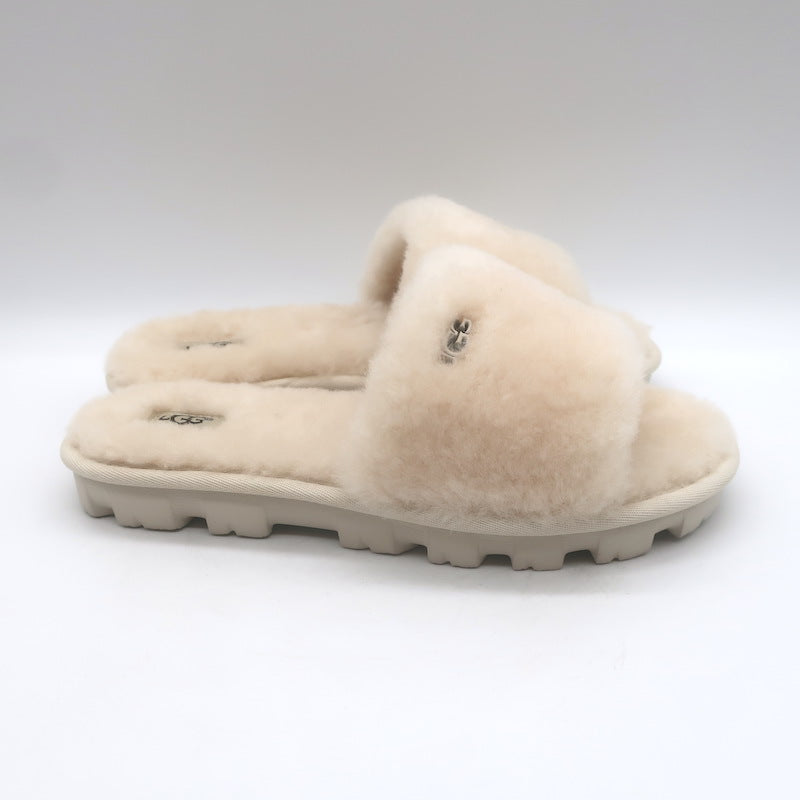 UGG Cozette Shearling Slide Sandals Cream Size 6 NEW
