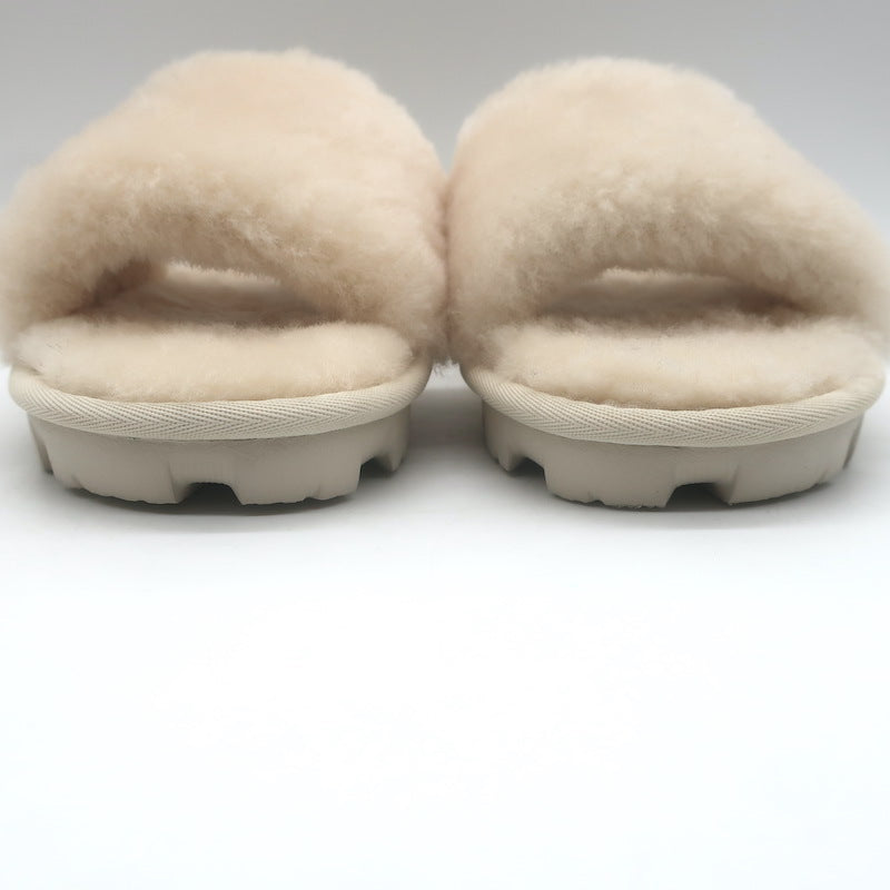 UGG Cozette Shearling Slide Sandals Cream Size 6 NEW