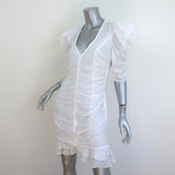 Isabel Marant Etoile Sireny Puff Sleeve Dress White Ruched Cotton Size 42