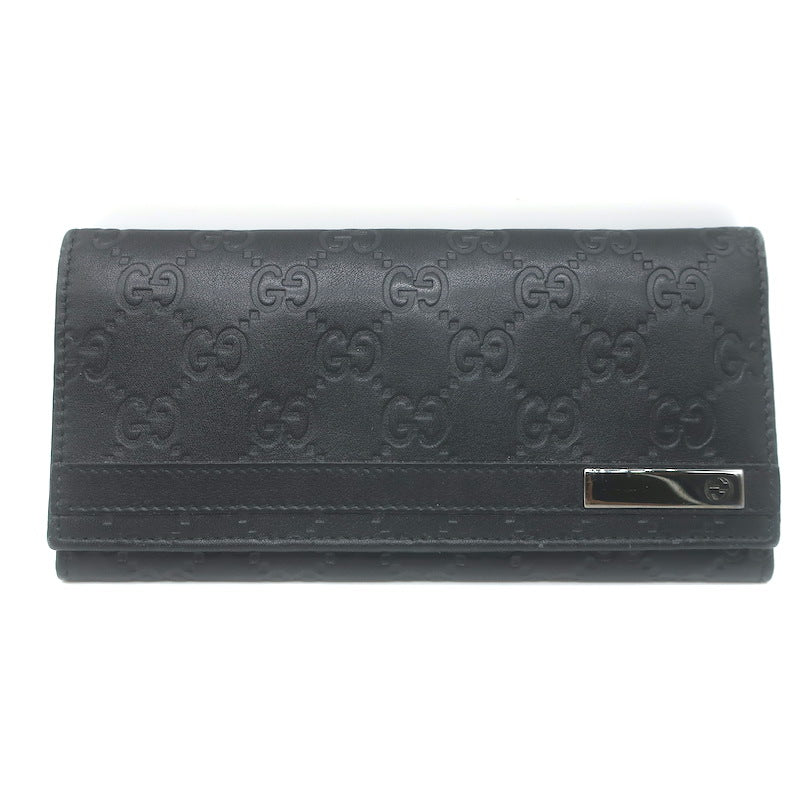 Gucci Guccissima Long Bi-Fold Wallet Black Leather