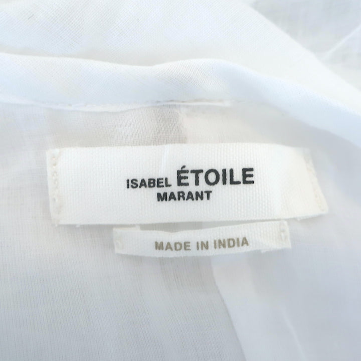 Isabel Marant Etoile Sireny Puff Sleeve Dress White Ruched Cotton Size 42