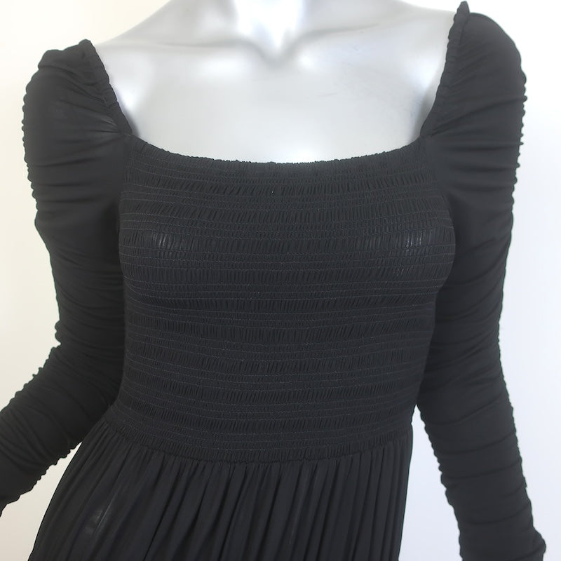 La Ligne Mariella Ruched Stretch Jersey Maxi Dress Black Size Small NEW
