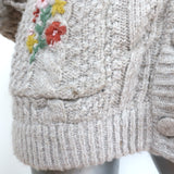 For Love & Lemons Embroidered Cardigan Amaryllis Wheat Cable Knit Size Small