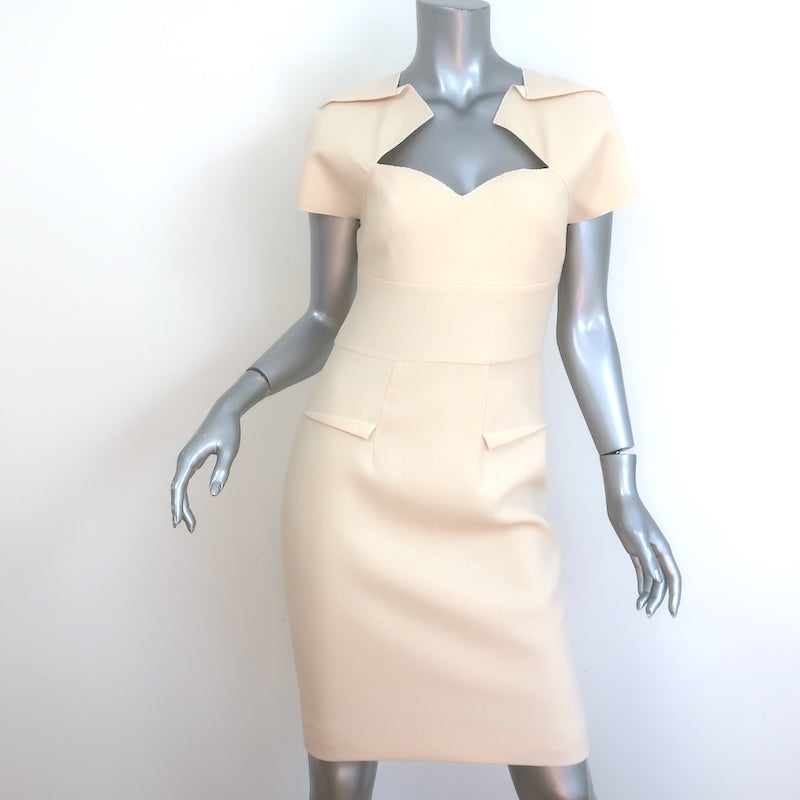 Roland Mouret Myrtha Folded Sheath Dress Ivory Wool Crepe Size US 8 NE Celebrity Owned Roland Mouret Myrtha Folded Sheath Dress Ivory Wool Crepe Size US 8 NE Celebrity Owned