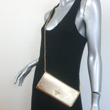 Prada Wallet on Chain Gold Metallic Saffiano Leather Small Crossbody Bag