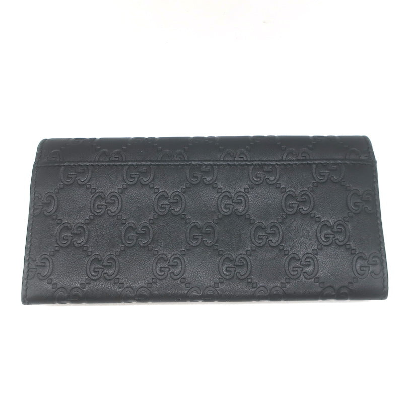 Gucci Guccissima Long Bi-Fold Wallet Black Leather