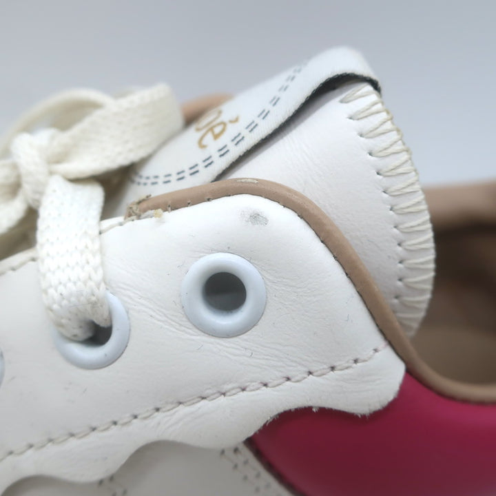 Chloe Franckie Low Top Sneakers White &amp; Fuchsia Leather Size 39