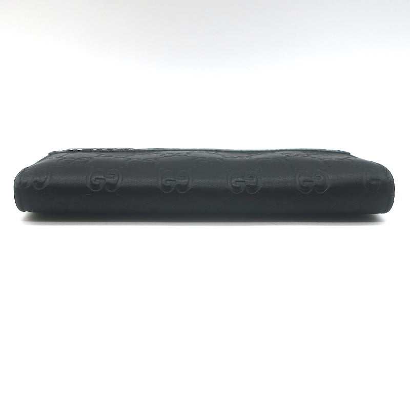 Gucci Guccissima Long Bi-Fold Wallet Black Leather