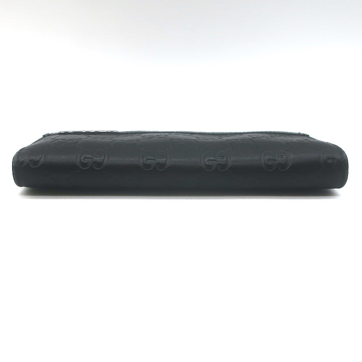 Gucci Guccissima Long Bi-Fold Wallet Black Leather