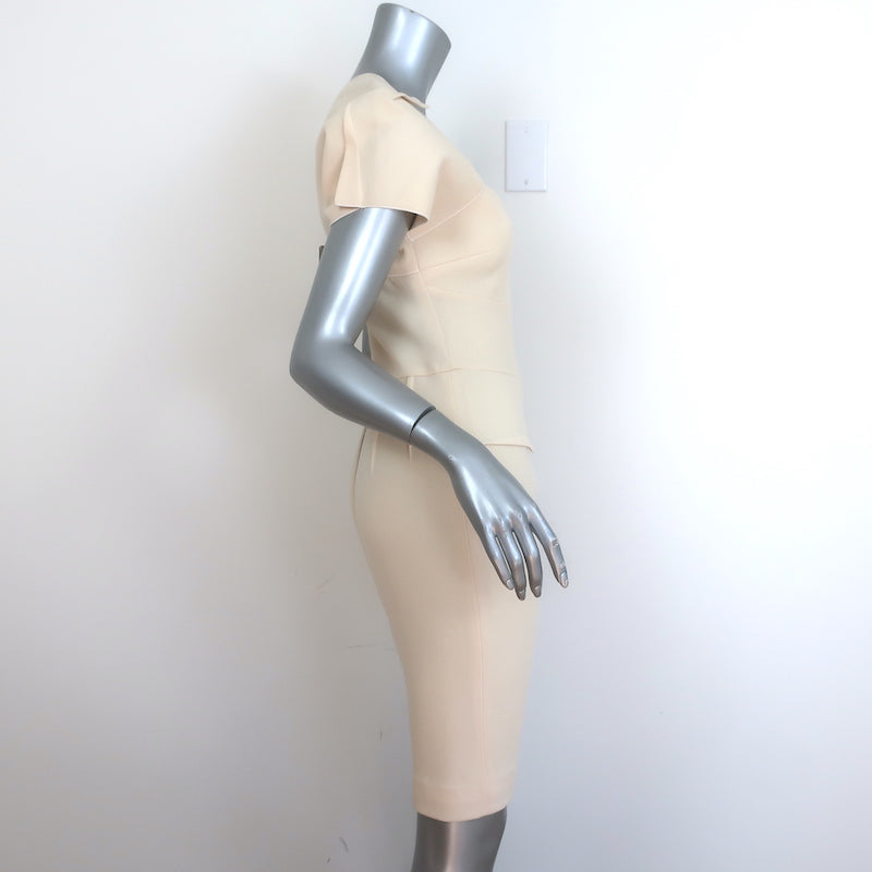 Roland Mouret Myrtha Folded Sheath Dress Ivory Wool Crepe Size US 8 NEW