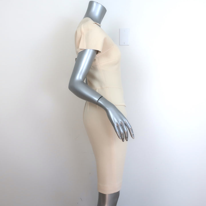 Roland Mouret Myrtha Folded Sheath Dress Ivory Wool Crepe Size US 8 NEW