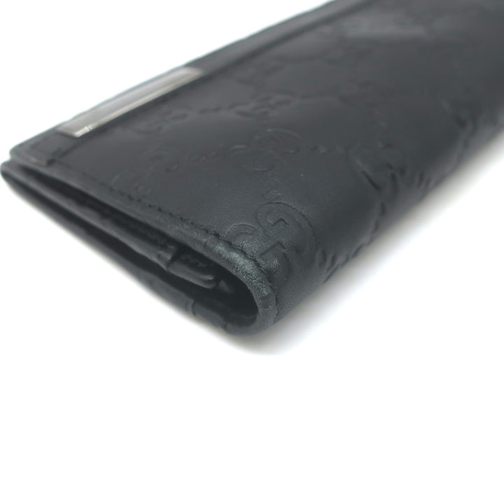 Gucci Guccissima Long Bi-Fold Wallet Black Leather