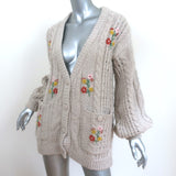 For Love & Lemons Embroidered Cardigan Amaryllis Wheat Cable Knit Size Small