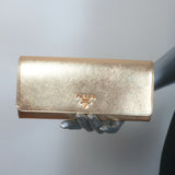 Prada Wallet on Chain Gold Metallic Saffiano Leather Small Crossbody Bag