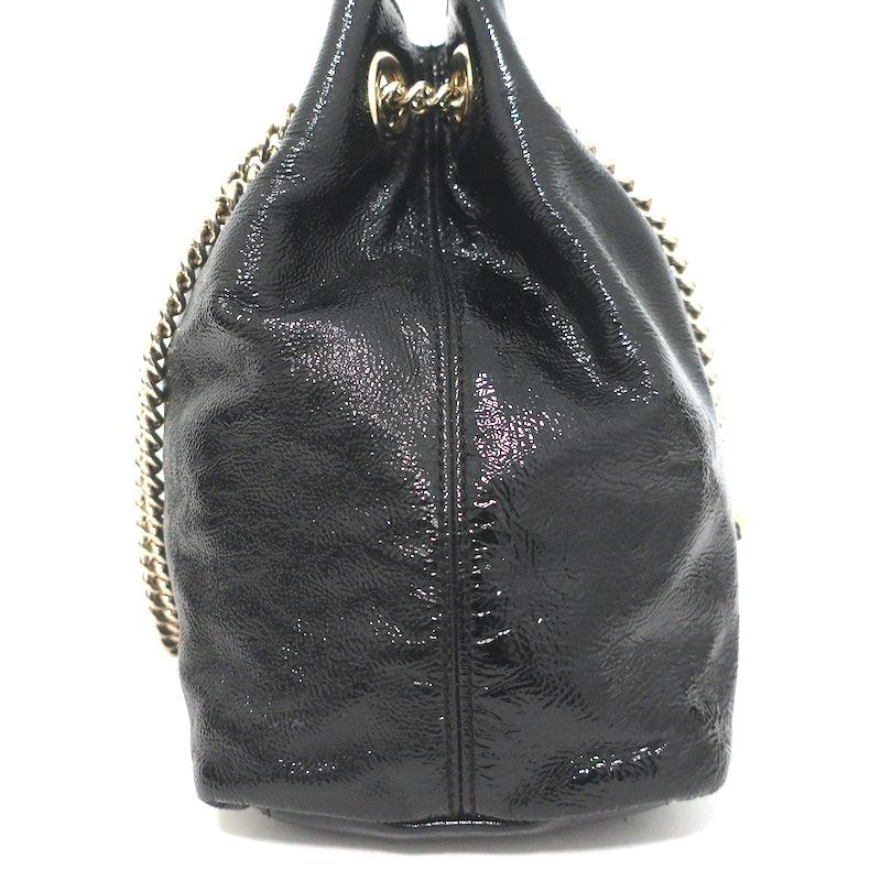 Gucci Soho Medium Chain Strap Shoulder Bag Black Patent Leather