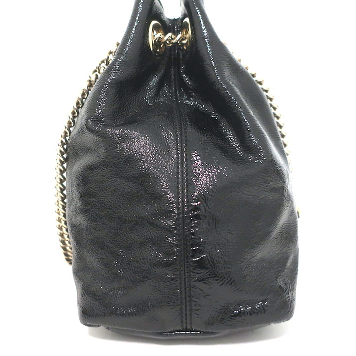 Gucci Soho Medium Chain Strap Shoulder Bag Black Patent Leather
