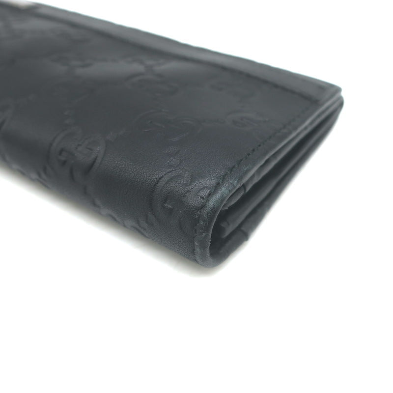 Gucci Guccissima Long Bi-Fold Wallet Black Leather