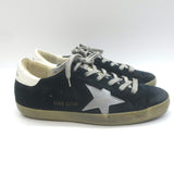 Golden Goose Superstar Sneakers Dark Navy Suede Silver Metallic Star Size 37 NEW