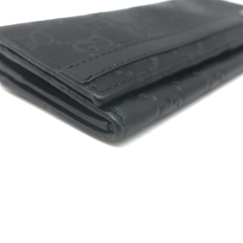 Gucci Guccissima Long Bi-Fold Wallet Black Leather