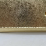 Prada Wallet on Chain Gold Metallic Saffiano Leather Small Crossbody Bag