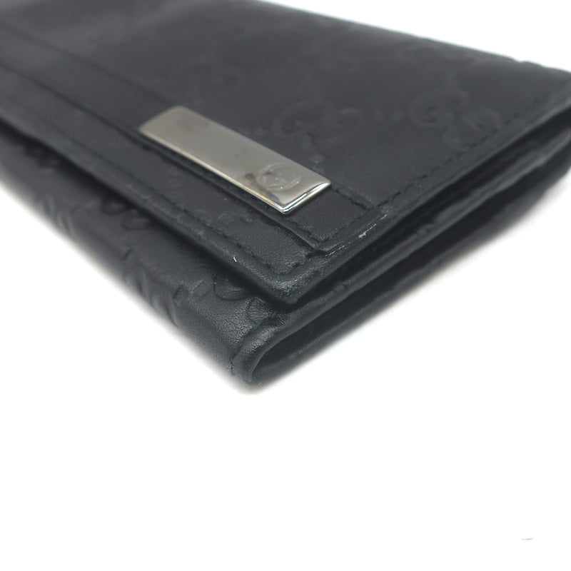 Gucci Guccissima Long Bi-Fold Wallet Black Leather