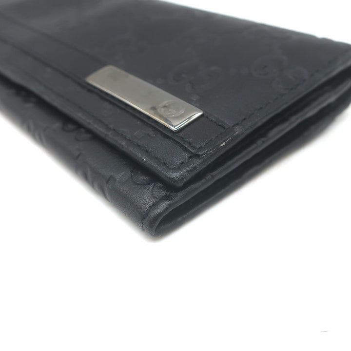 Gucci Guccissima Long Bi-Fold Wallet Black Leather
