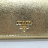 Prada Wallet on Chain Gold Metallic Saffiano Leather Small Crossbody Bag