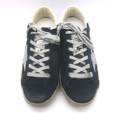 Golden Goose Superstar Sneakers Dark Navy Suede Silver Metallic Star Size 37 NEW